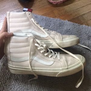 Light pink leather hi top vans